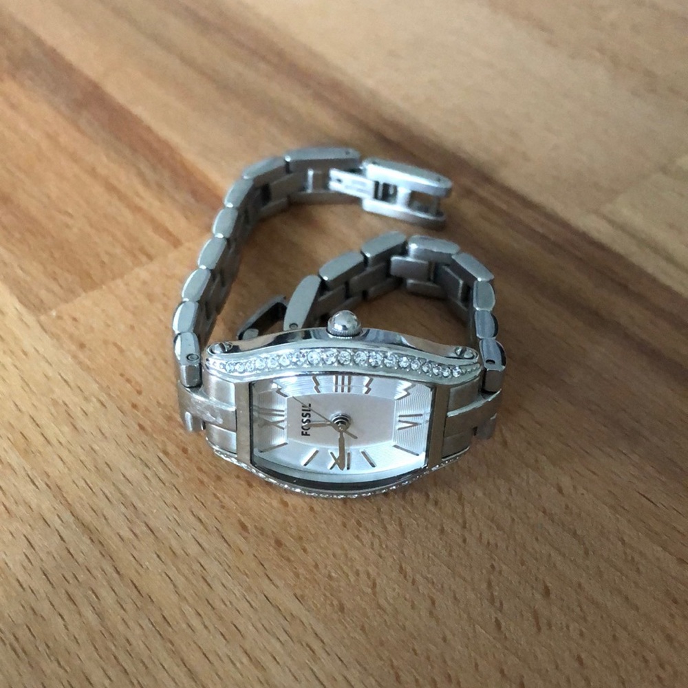 Silver Fossil Watch